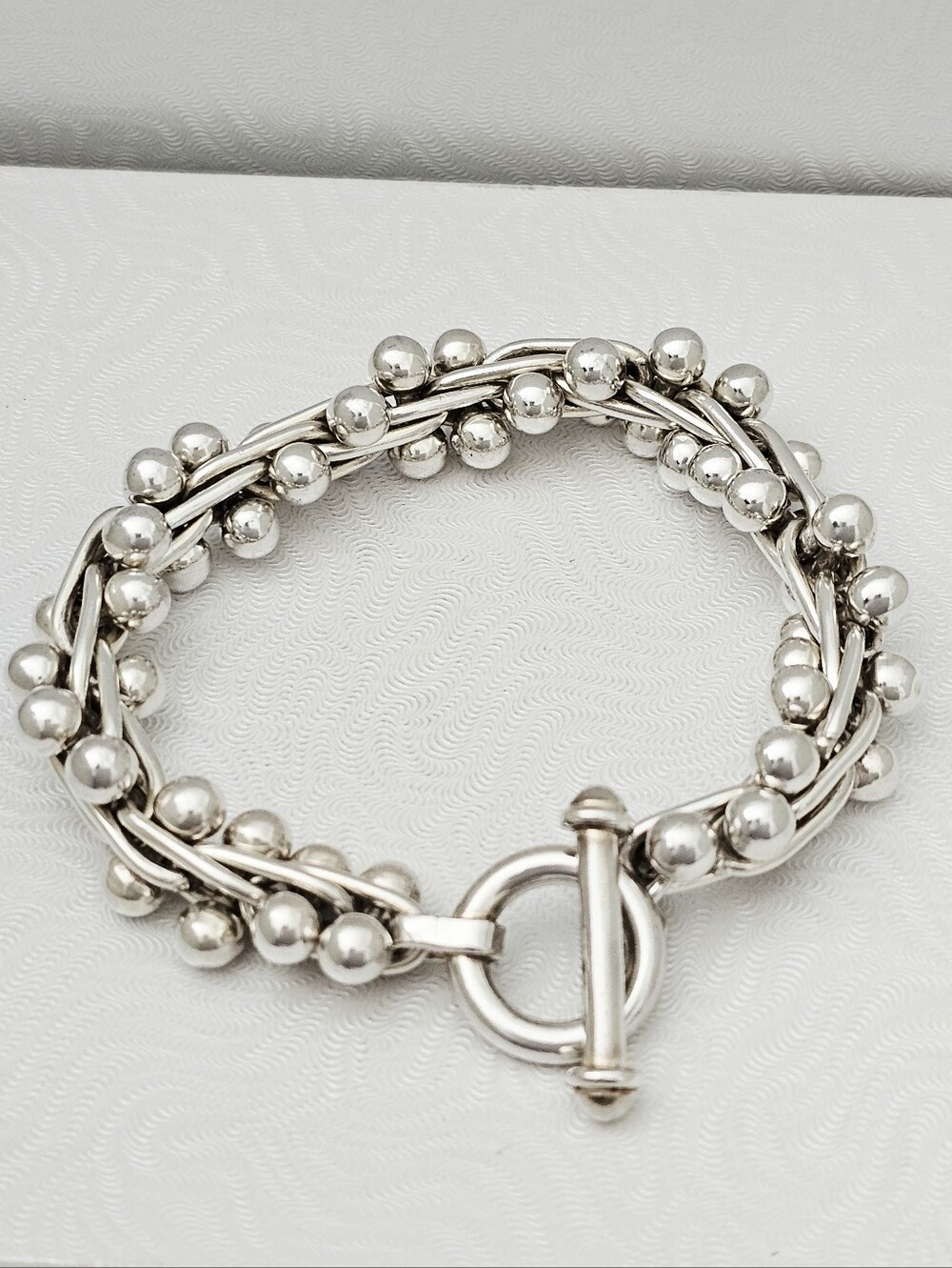 Silpada Sterling Silver Iconic DNA Bead Toggle Vintage Bracelet 75g DB523/B0523